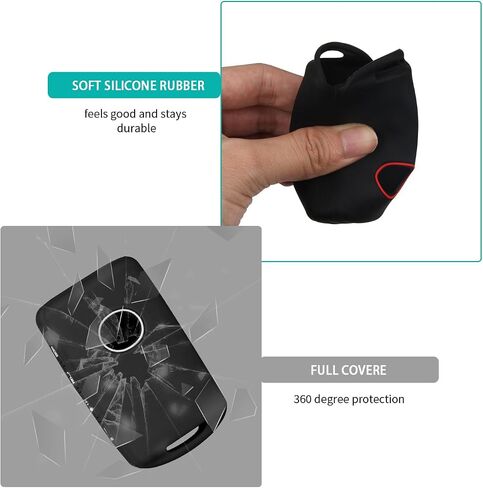 2Pcs 4 Buttons Silicone Rubber Key Fob Cover Compatible with 2024 2023 2022 2021 Mazda 3 6 CX-3 CX-5 CX-9 CX-30 CX-50 CX-90 MX-5 Miata MX-30 EV Carbon Fiber Key Fob Cover for Mazda (Black/Black red) in Kuwait
