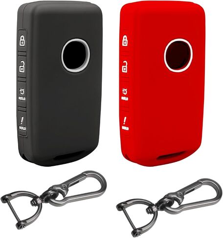 2Pcs 4 Buttons Silicone Rubber Key Fob Cover Compatible with 2024 2023 2022 2021 Mazda 3 6 CX-3 CX-5 CX-9 CX-30 CX-50 CX-90 MX-5 Miata MX-30 EV Carbon Fiber Key Fob Cover for Mazda (Black/Black red) in Kuwait