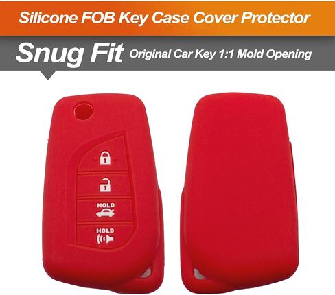 Silicone Key Fob Cover Fit for Toyota Camry Corolla GR Corolla Flip 4 Buttons | Car Accessories | Remote Key Protection Case - Black & Pink in Saudi Arabia