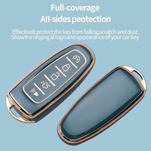 غطاء مفتاح Ford Key Fob مناسب لـ CMAX Escape Focus Edge Expedition Explorer Flex Taurus غطاء مفتاح ذكي (أزرق) in Kuwait