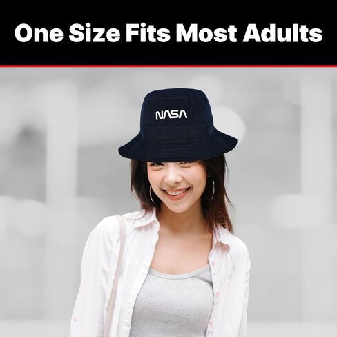 Concept One NASA Logo Bucket Hat, Packable Travel Hat, Wide Brim Summer Hat, Denim, Small/Medium in Saudi Arabia