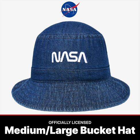 Concept One NASA Logo Bucket Hat, Packable Travel Hat, Wide Brim Summer Hat, Denim, Small/Medium in Saudi Arabia