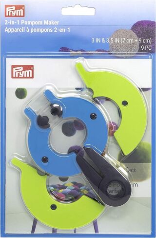 Prym 2-in-1, Large (3" & 3-1/2") Pompom Maker, 3" & 3.5", Purple, Blue, Green 2 Count in Saudi Arabia