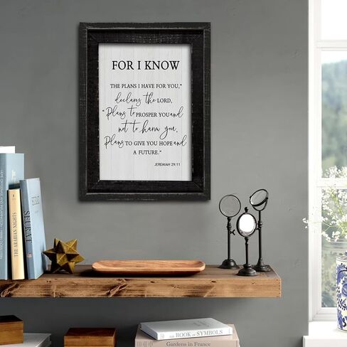 Framed The Ten Commandments Wall Art Decor Bible 10 Commandments Wooden Hanging Sign Decoration for Modern Home Living Room Bedroom Office 16"x11" in Saudi Arabia
