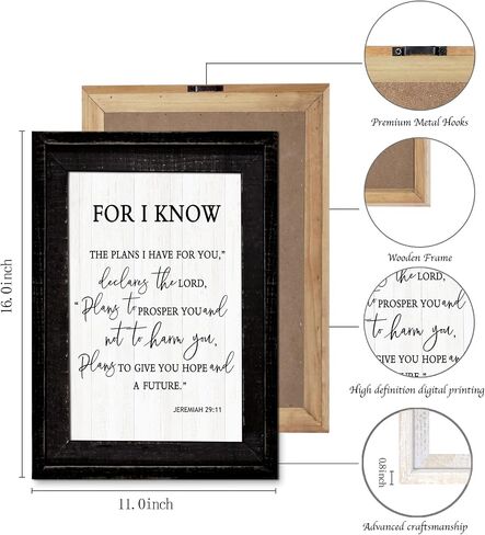 Framed The Ten Commandments Wall Art Decor Bible 10 Commandments Wooden Hanging Sign Decoration for Modern Home Living Room Bedroom Office 16"x11" in Saudi Arabia
