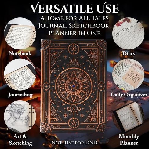 Magic Refillable Notebook Journal for DND Binder - Story Forge 400 Pages (200 Sheets) with Worn Ancient Magic Design for DND or Fantasy Enthusiasts - Perfect for Dungeons and Dragons (D&D) in Saudi Arabia