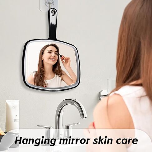 Nothers Large Wall Mount Hand Mirror with Handle, for Vanity Makeup Home Salon Travel Use (Square Black 10.3inx7.3in) in Saudi Arabia