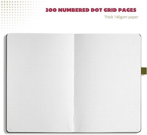 Dotted Journal – 140gsm Bleed Proof Thick White Paper – 200 Numbered Dot Grid Pages – 5.8 x 8.3 inch Bullet Dotted Notebook in Kuwait