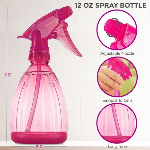DilaBee Spray Bottles (3-Pack, 12 Oz) Water Spray Bottle for Hair, Plants, Cleaning Solutions, Cooking, BBQ, Squirt Bottle for Cats - Empty Spray Bottles - BPA-Free - Multicolor in Saudi Arabia