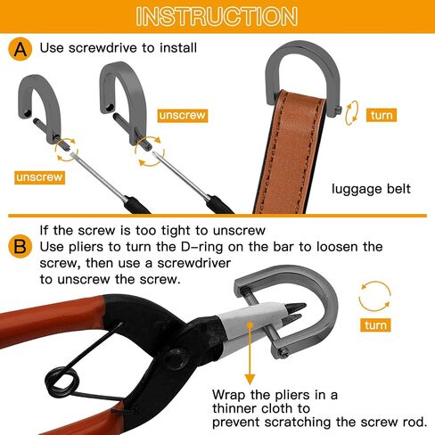 Oubaka 18Pcs D-Rings Screw in Shackle,3 Size Horseshoe U Shape D Ring Screw in Shackle Semicircle D Ring with 2Pcs Screwdriver DIY Leather Strap Craft Purse Replacement(Gun Black) in Kuwait