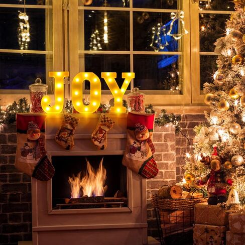 XIMISHOP Christmas Decor-Christmas Decorations Indoor-3 LED Marquee Light Up Letters Sign JOY Christmas Lights for Xmas Home Kitchen Fireplace Tabletop Party Decoration in Kuwait