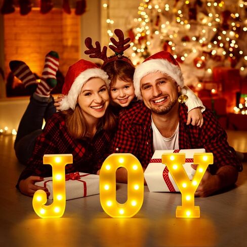 XIMISHOP Christmas Decor-Christmas Decorations Indoor-3 LED Marquee Light Up Letters Sign JOY Christmas Lights for Xmas Home Kitchen Fireplace Tabletop Party Decoration in Kuwait