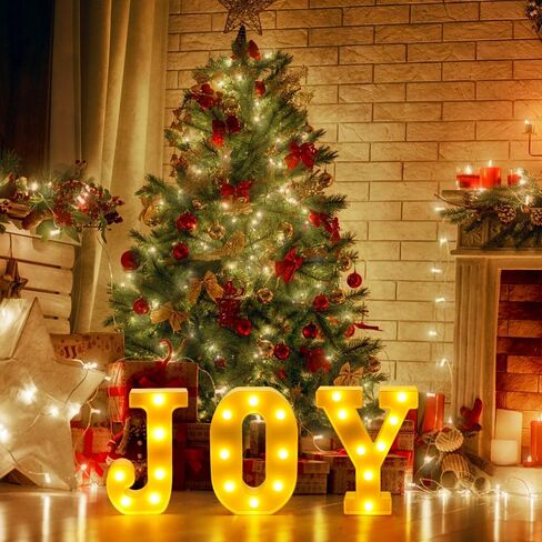 XIMISHOP Christmas Decor-Christmas Decorations Indoor-3 LED Marquee Light Up Letters Sign JOY Christmas Lights for Xmas Home Kitchen Fireplace Tabletop Party Decoration in Kuwait