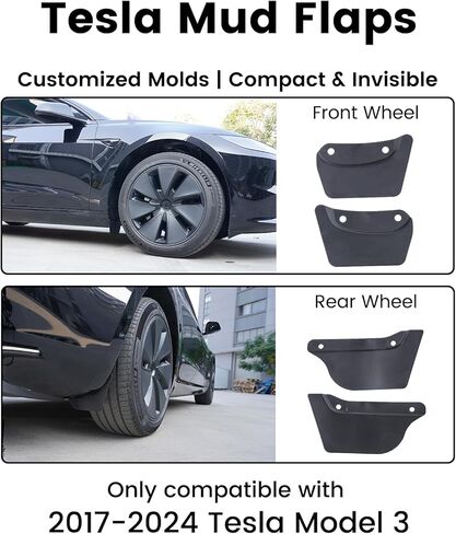 Mud Flaps for Tesla Model 3 2024 2023 2022 2021 2020 2019 20218 2017, Tesla Model 3 Mud Flaps No Drilling No Tape Mudflaps Tire Protective Mud Flap for Tesla Model 3 Accessories (Set of 4) in Saudi Arabia
