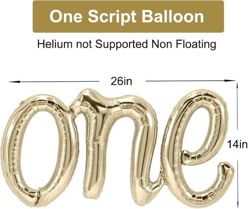 2Pcs White Gold One Balloon Set, 40inch Big Giant Large Light Gold Number 1 Balloon and 26inch Script Letter One Balloon Banner, One Balloons for 1st Birthday Decorations for Boy or Girl in Saudi Arabia