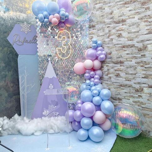 Pink Purple Blue Balloons 60Pcs 12 Inch Pastel Pink Blue Purple Party Balloons Metallic Pearl Blue Purple Latex Balloon for Girl Mermaid Winter Frozen Birthday Baby Shower Party Decoration in Kuwait