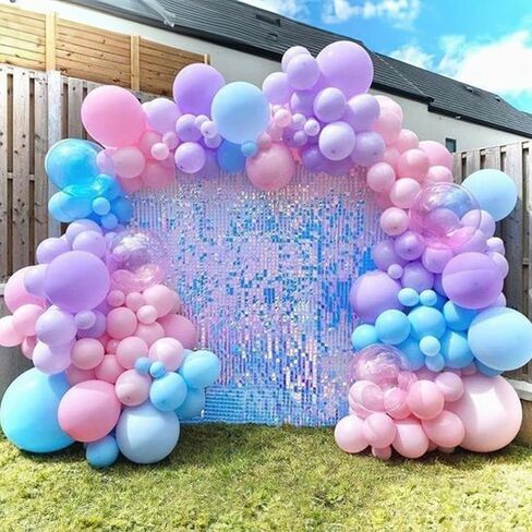 Pink Purple Blue Balloons 60Pcs 12 Inch Pastel Pink Blue Purple Party Balloons Metallic Pearl Blue Purple Latex Balloon for Girl Mermaid Winter Frozen Birthday Baby Shower Party Decoration in Kuwait