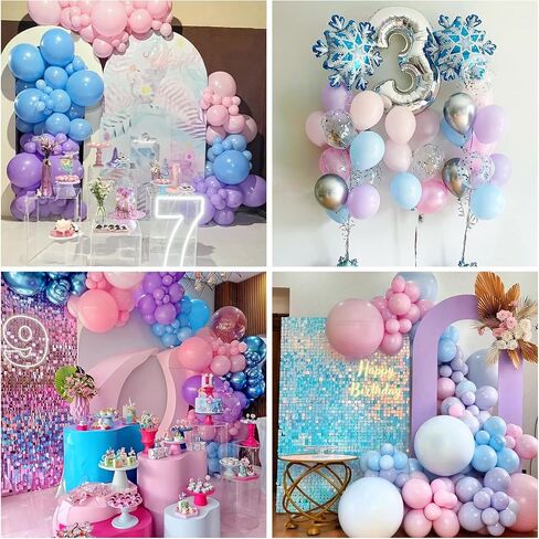 Pink Purple Blue Balloons 60Pcs 12 Inch Pastel Pink Blue Purple Party Balloons Metallic Pearl Blue Purple Latex Balloon for Girl Mermaid Winter Frozen Birthday Baby Shower Party Decoration in Kuwait