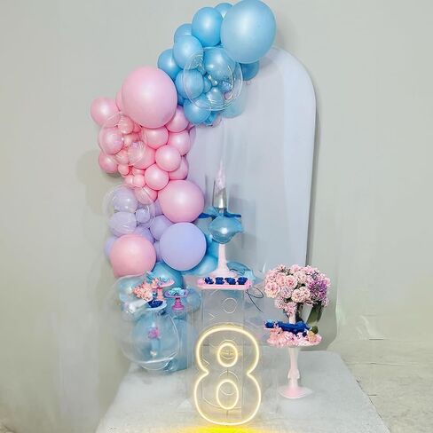 Pink Purple Blue Balloons 60Pcs 12 Inch Pastel Pink Blue Purple Party Balloons Metallic Pearl Blue Purple Latex Balloon for Girl Mermaid Winter Frozen Birthday Baby Shower Party Decoration in Kuwait