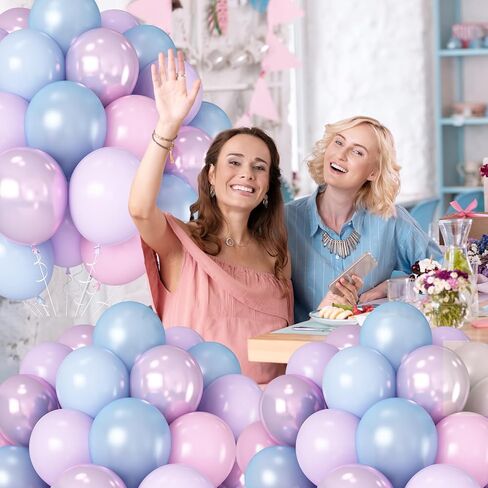 Pink Purple Blue Balloons 60Pcs 12 Inch Pastel Pink Blue Purple Party Balloons Metallic Pearl Blue Purple Latex Balloon for Girl Mermaid Winter Frozen Birthday Baby Shower Party Decoration in Kuwait