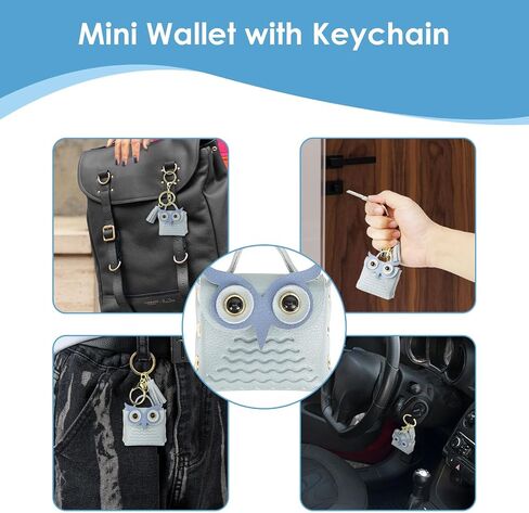 CAIRIAC Mini Coin Purse Keychain Cute Owl Backpack Change Wallet Bags Jewelry Pouch with Keyring for Women Storage Coins, Wireless Earbuds, Rings, Earrings (Khaki) in Kuwait