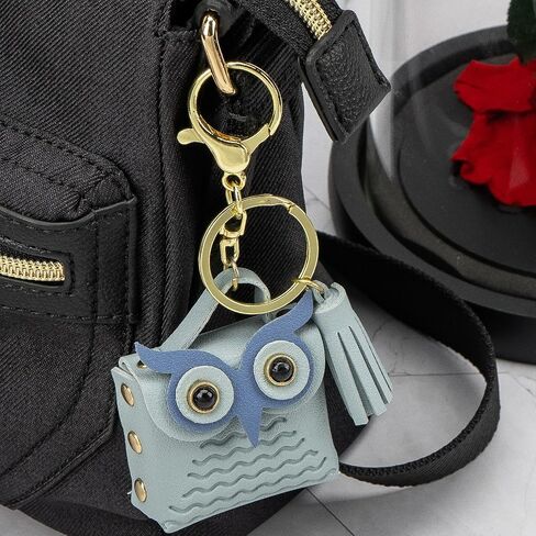 CAIRIAC Mini Coin Purse Keychain Cute Owl Backpack Change Wallet Bags Jewelry Pouch with Keyring for Women Storage Coins, Wireless Earbuds, Rings, Earrings (Khaki) in Kuwait