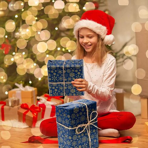 Bolsome 60 Sheets Snowflake Tissue Paper Bulk, Christmas Blue Gold Winter Gift Wrapping Tissue Paper Snowflake Wrapping Tissue Rustic Art Paper Crafts for Home DIY Gift Wrapping Decorations, 20 x 20 in Saudi Arabia