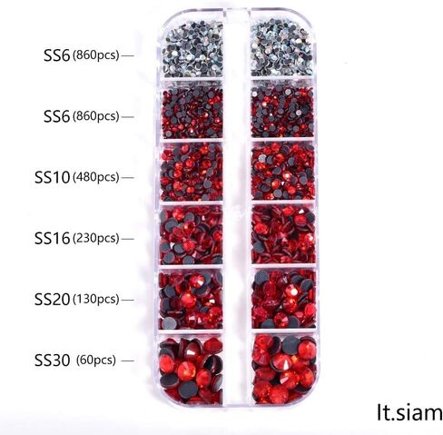 Blinginbox الإصلاح العاجل حجر الراين 2 صندوق إجمالي 5200 قطعة حجم مختلط بلورات زجاجية مستديرة لصنع المجوهرات (كريستال) in Kuwait