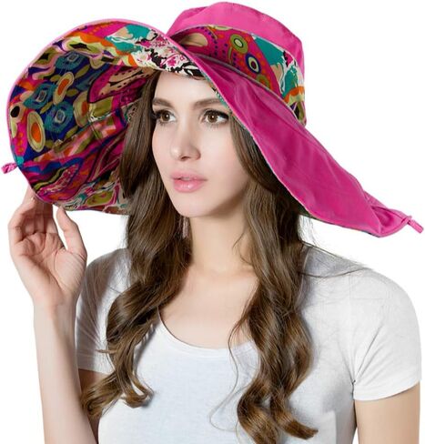 Packable Reversible Large Brim Floppy Sun Hat UPF 50 Sun Protection Travel Beach Hat in Kuwait