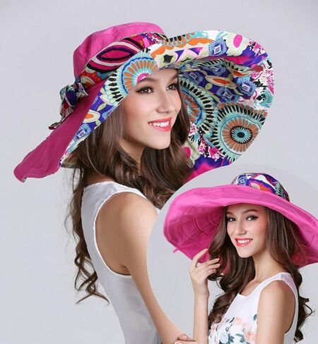 Packable Reversible Large Brim Floppy Sun Hat UPF 50 Sun Protection Travel Beach Hat in Kuwait