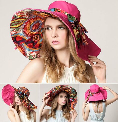 Packable Reversible Large Brim Floppy Sun Hat UPF 50 Sun Protection Travel Beach Hat in Kuwait