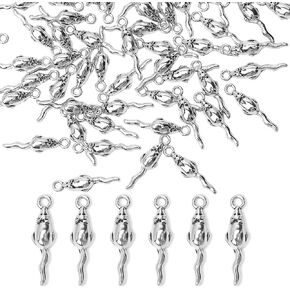 50pcs Mouse Charm Bracelet Charms - Silver Small Cute Tiny Rat Bead Jewelry Making Pendant for Women Crafts, 0.9x0.2 Inch (24x6mm) Antique Color DIY Accessories