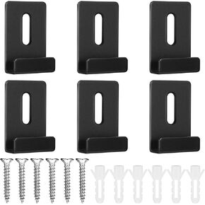 6Pcs Metal Mirror Holder Kit 0.25inch Wide Channel Mirror Holder Clips Heavy Duty Mirror Hanger Hardware Frameless Mirror Retainer Clips With Screws For Wall Mounting Mirrors Billboard Displays(Black)