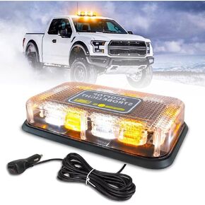OPP ULITE Led Strobe Light White Amber, 16 Flashing Mode, 48pcs Led, Beacon Roof Top Hazard Flash Emergency Warning Lights for Vehicles Trucks Snow Plows Postal Mail UTV, 1PC Pack
