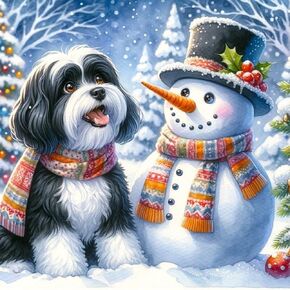 Acudotr Diamond Painting Kits for Adults, 5D DIY Dog Diamond Art Kits for Beginners, Full Drill Diamond Painting Kits for Home Wall Decor, Christmas Snowman, 12x12 Inch