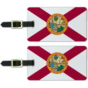 Florida State Flag Luggage ID Tags Suitcase Carry-On Cards - Set of 2