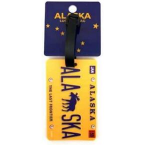 Alaska License Plate Luggage Tag (Yellow Moose)