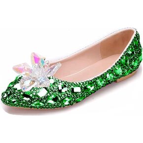 Minishion Wedding Shoes for Women Flats Comfortable Rhinestone Slip on Pumps Shoes