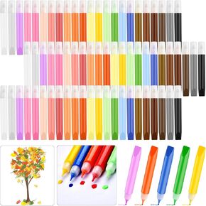 مجموعة أقلام طلاء Suncatcher 72 قطعة من Supkiir، مجموعة 10 مل 24 لونًا من الزجاج الملون DIY، مجموعة أقلام طلاء أكريليك ذات نقطة دقيقة للغاية لطلاء النوافذ الفنية، مجموعة أقلام طلاء Suncatcher نيون