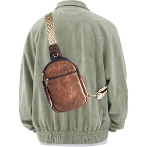 Leather Crossbody Bag for Women Small Sling Bag Chest Bag Pack Women's Daypack Shoulder Bag with Extended Strap