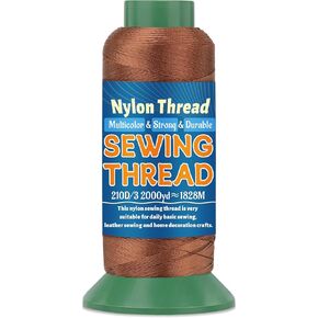 Upholstery Sewing Thread, 2000 Yards Size 210D/3 Strong Nylon Thread for Sewing, Heavy Duty Thread for Weaving Hair, Wig, Beading, Denim, Leather DIY Repairing Crafts