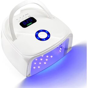 96W Rechargeable Gel UV LED Nail Lamp, Professional Curing Lamp for Gel Nail Polish, Fast Nail Dryer Cordless UV Light for Nail with Portable Handle, Gel Nail Lamp with 4 Timers Setting, LCD Display