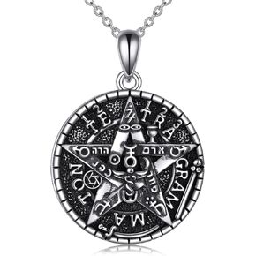 قلادة من الفضة الاسترليني tetragrammaton للنساء والرجال قلادة أذن البحر شل الخماسي قلادة حماية الويكا تميمة نجمة خماسية هدية للزوجة الزوج