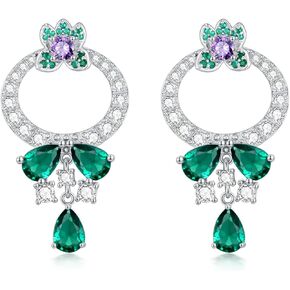 925 Sterling Silver Cubic Zirconia Drop Dangle Earrings with Emerald for Women Hypoallergenic Silver Pear CZ Stud Earrings Jewelry Gift