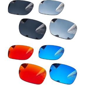 Ploarized Replacement Lenses for Oakley Holbrook OO9102/Holbrook Mix OO9384/Holbrook Asian Fit (AF) OO9244 Sunglasses - Black + Silver Titanium + Ice Blue + Fire Red