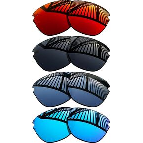 4 Pairs Replacement Lenses for Oakley Frogskins Lite OO9374 63mm Sunglasses - Solid Black+Titanium+Ice Blue+Fire Red