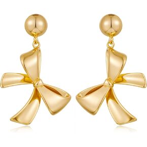 Gold Bow Earrings for Women Bow Stud Earrings Cute Dangle Drop Earrings Trendy Jewelry Gifts for Women…
