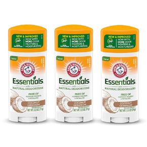 ARM & HAMMER Essentials Deodorant - Made with Natural Deodorizers - Coconut Geranium - Free From Aluminum, Parabens & Phthalates, 2.5 oz (Pack of 2)