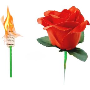 sumrica Magic 14PCS Torch to Rose Fire Magic Trick Professional Magician Props Mentalism Magic for Girlfriend/Wedding Shows or Streets Flower Head 6 * 6cm Pole 29.5cm
