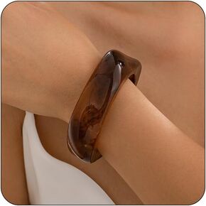 Chunky Acrylic Resin Bangle Bracelet for Women Punk Irregular Geometric Wide Bracelet Cuff Transparent Statement Wristband Bangle Jewelry